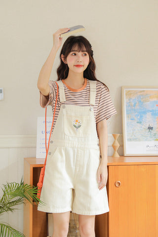 Flower Bouquet Short Overalls