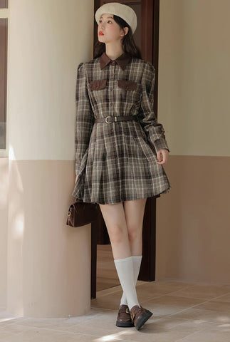 Brown Sugar Plaid Shirt Dress