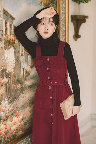Corduroy Button Up Midi Dress