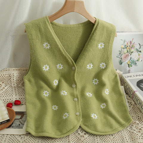 Embroidered Daisy Vest