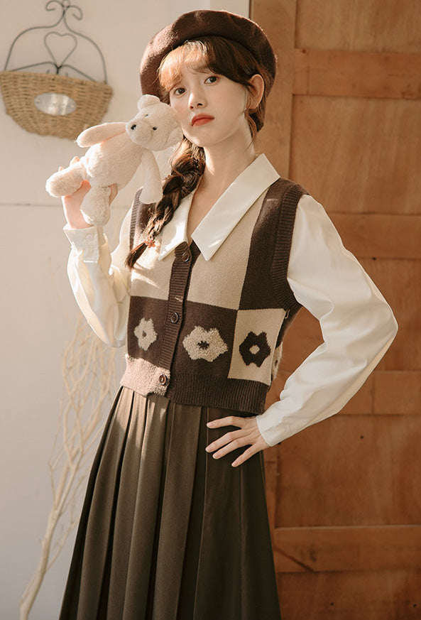 Chaleco retro Daisy con bloques de color y doble uso