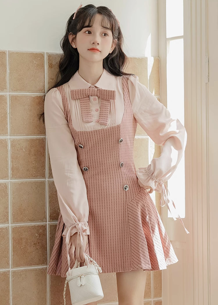 Preppy Stripe Twofer Minikleid