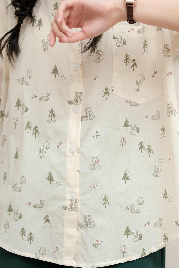 Boyfriend Forest Bunny Button Up Shirt