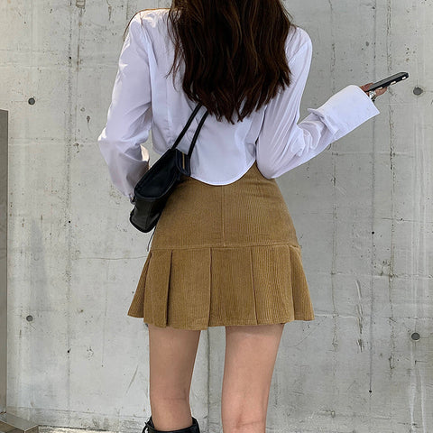 Corduroy Mermaid Pleated Skirt