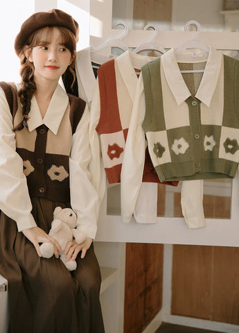 Chaleco retro Daisy con bloques de color y doble uso