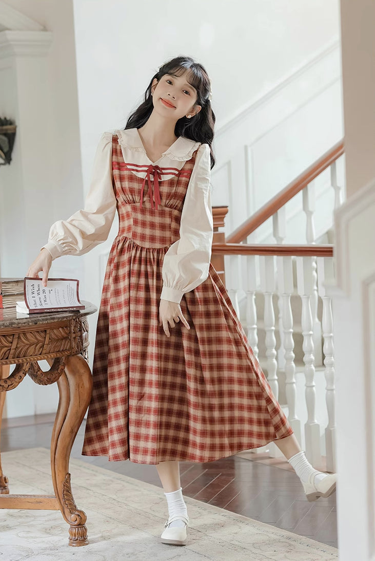 Apple Cider Plaid Twofer Dress