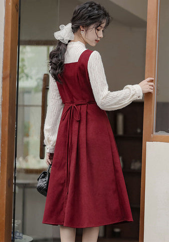 Scallop Button Up Twofer Dress