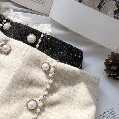 Pearl Trim Tweed Shorts