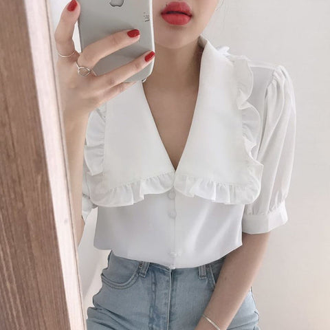 Peter Pan Collar Button Up Shirt
