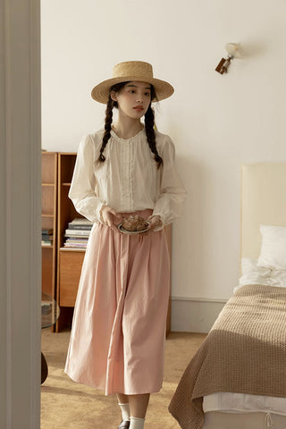 Ruffle Broderie Trim Blouse