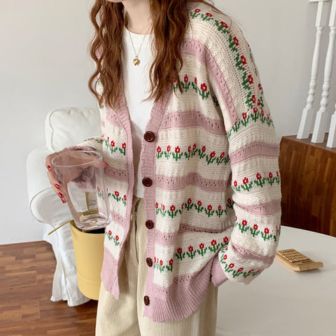 Floral Stripe Cardigan