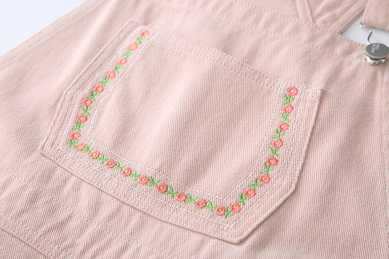 Denim-Overall mit Daisy Chain-Stickerei