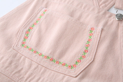 Denim-Overall mit Daisy Chain-Stickerei