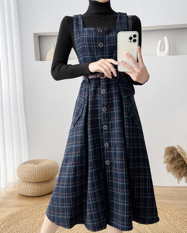Vestido estilo pichi a cuadros con botones