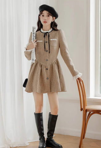 Latte Tweed-Minikleid