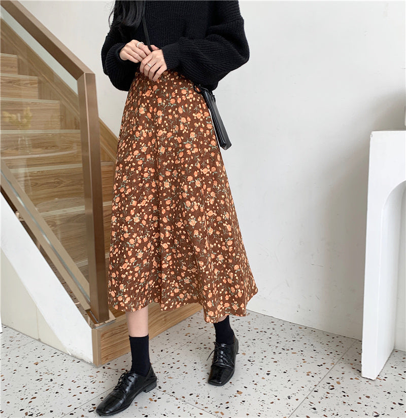 Fall Florals Midi Skirt