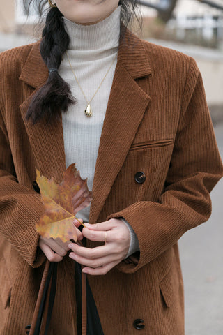 Corduroy Double Breasted Blazer Jacket