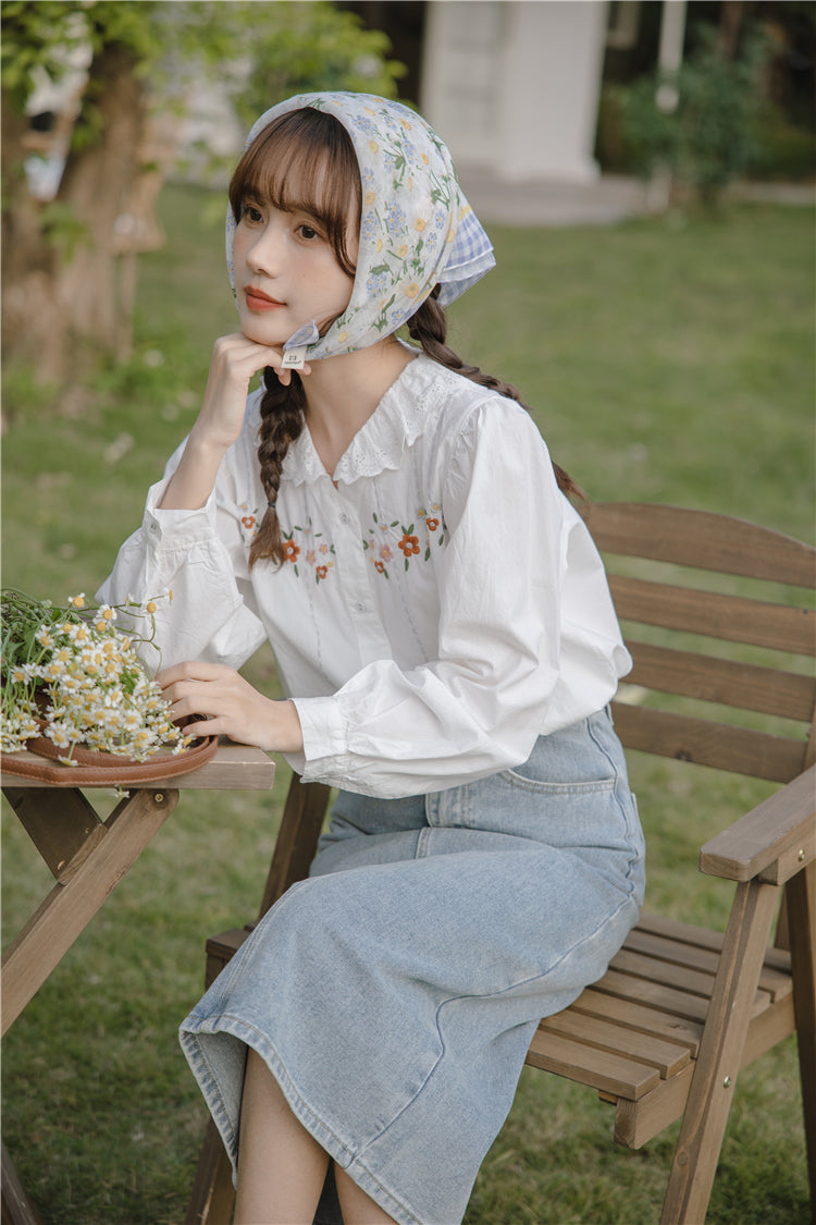 Falling Florals Embroidered Blouse