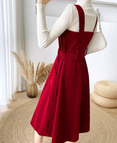 Corduroy Button Up Midi Dress