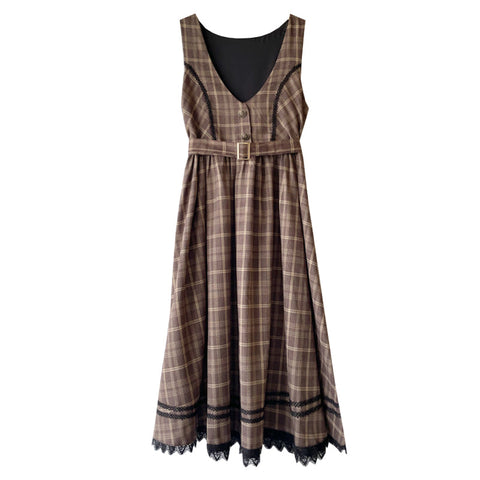 Mocca Plaid Midi Dress