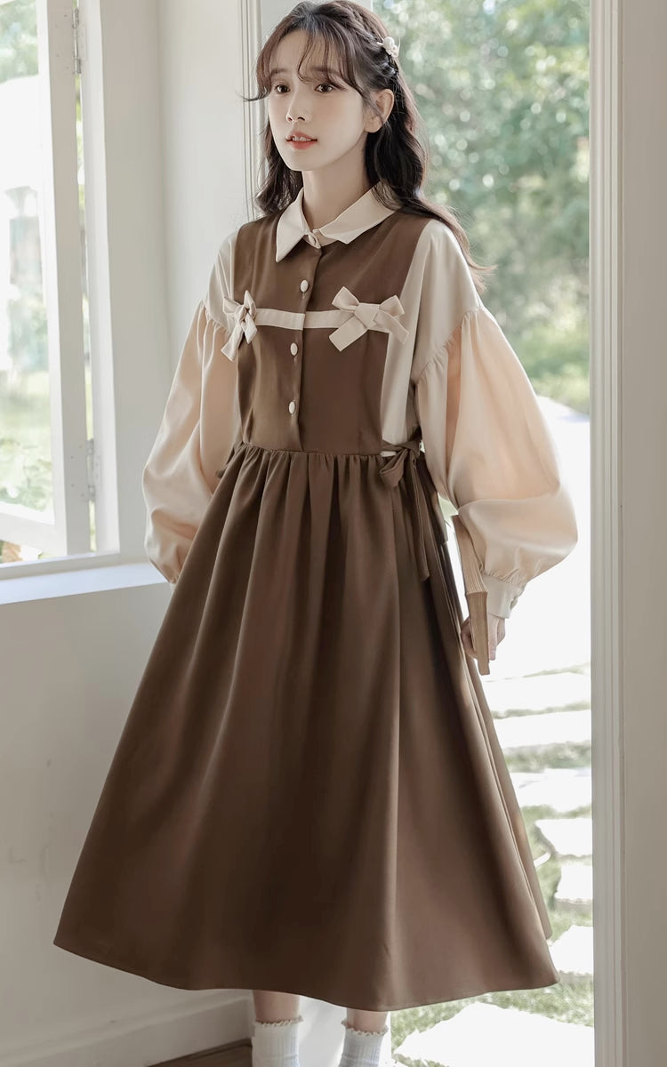 Cocoa Bows Twofer Midi Dress