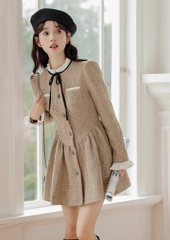 Latte Tweed-Minikleid