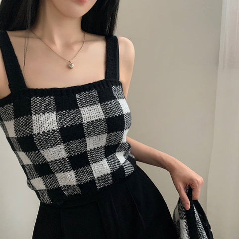 Gingham Cropped Cardi & Cami Set