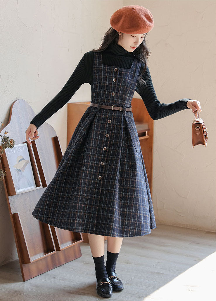 Vestido estilo pichi a cuadros con botones