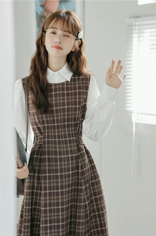 Cocoa Plaid Midi Dress