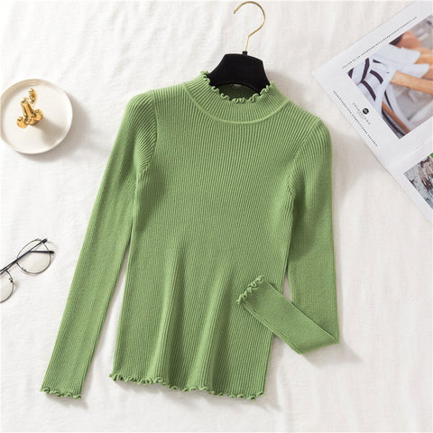 Basic Frilly Mock Neck Sweater