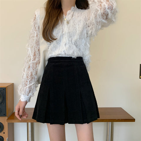 Corduroy Pleated Skirt