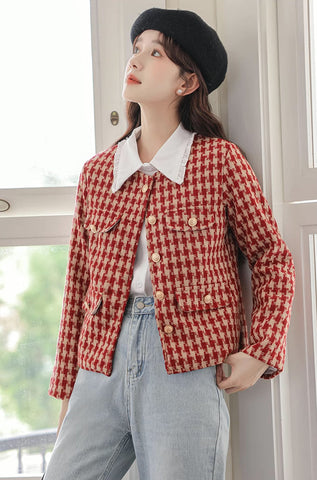 Chaqueta de tweed con pata de gallo