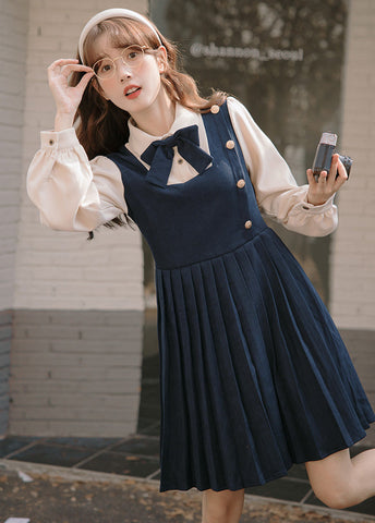Varsity Pleated Twofer Dress