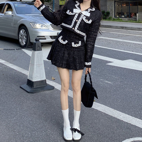 Conjunto de tweed sencillo y elegante