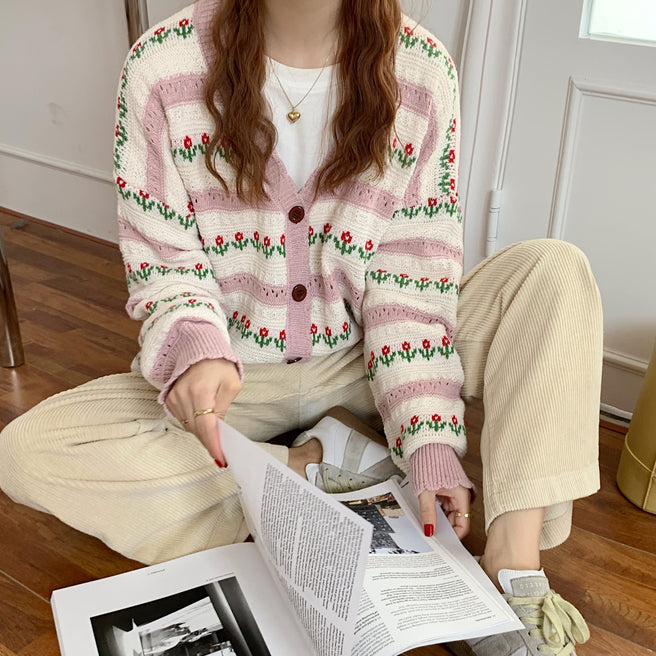 Floral Stripe Cardigan