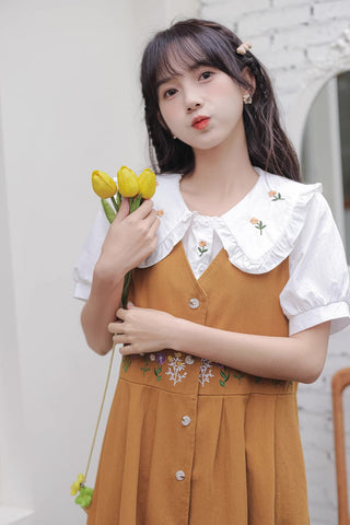 Wild Garden Button Pinafore Dress