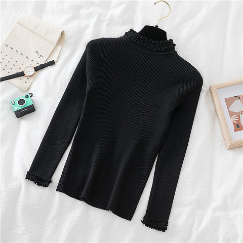 Basic Frilly Mock Neck Sweater