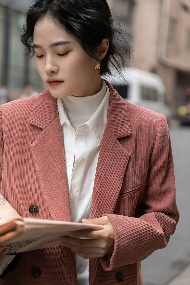 Corduroy Double Breasted Blazer Jacket