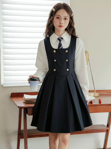 Double Breasted Mini Pinafore Set