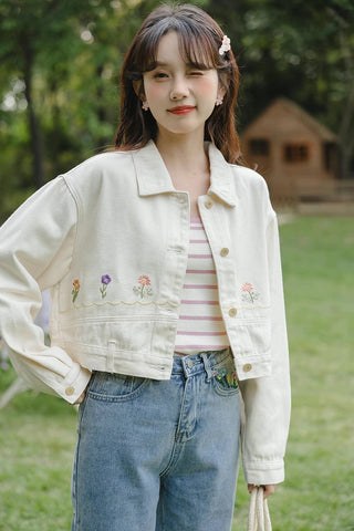 Personal Garden Embroidered Denim Jacket