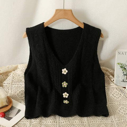 Matcha Pom Pom Daisy Vest