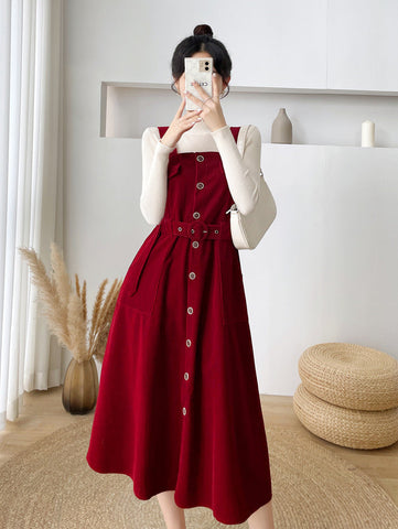 Corduroy Button Up Midi Dress
