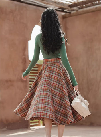 Maple – Karierter Midi-Tellerrock