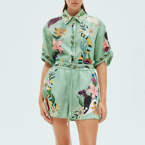 Piece Set Button Down Short Sleeve