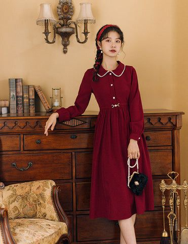 Cranberry Pearl Midi Shirt Dress