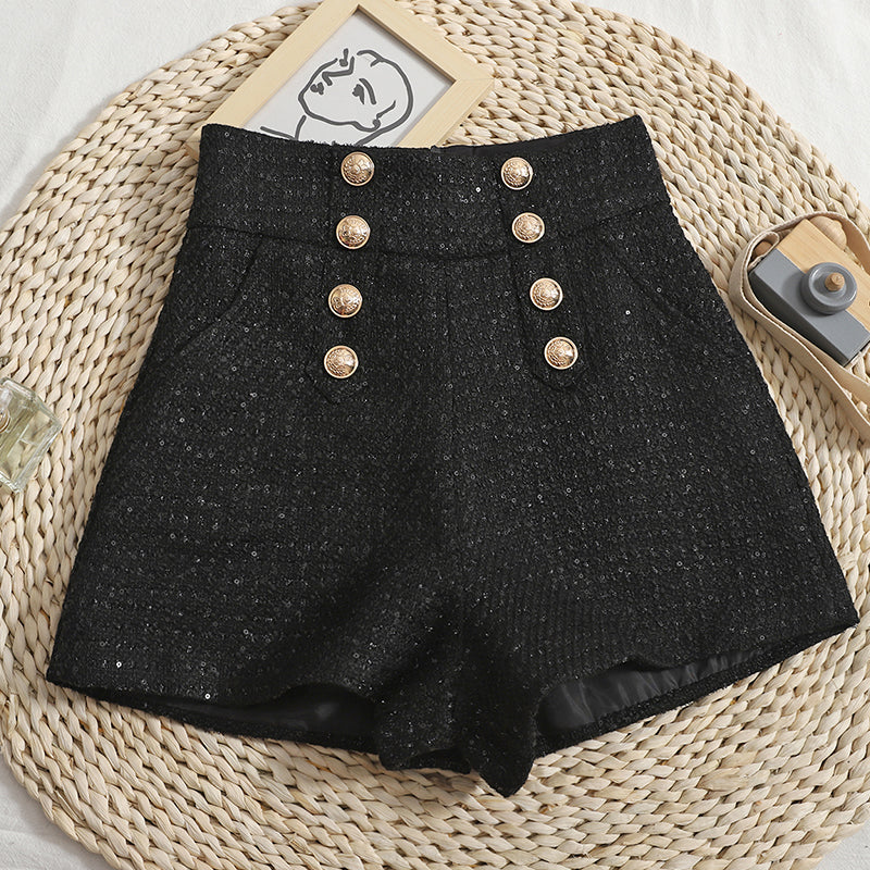 Pantalones cortos de tweed con lentejuelas a medida