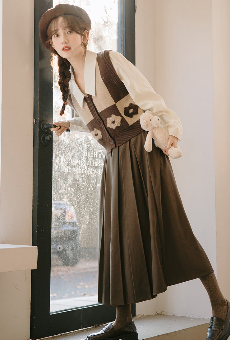 Chaleco retro Daisy con bloques de color y doble uso