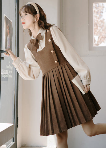 Varsity Pleated Twofer Dress