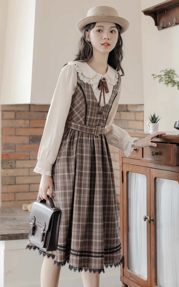 Mocca Plaid Midi Dress