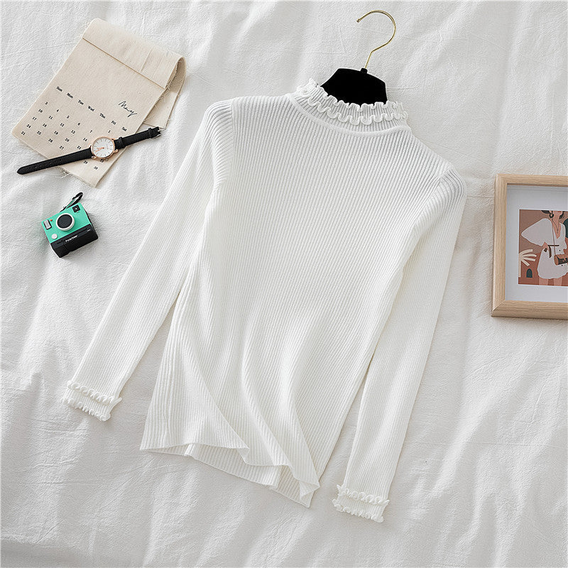 Basic Frilly Mock Neck Sweater